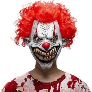 Scary Clown Mask Adult Latex Creepy Zombie Horror Monster Halloween Costume